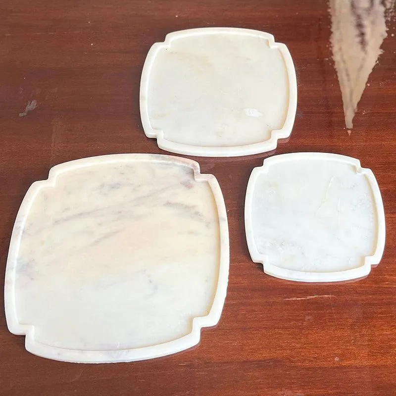 Ivory Cross Marble Platter - Set of Three media 1