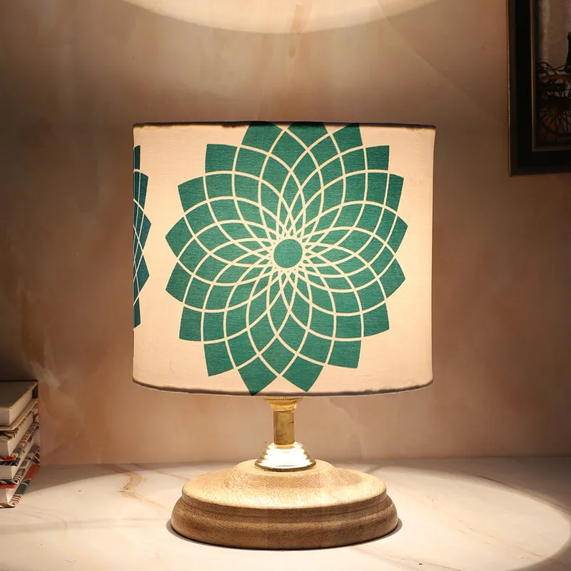 Akari Pebble Printed Mango Wood Table Lamp - Blue,White media 4