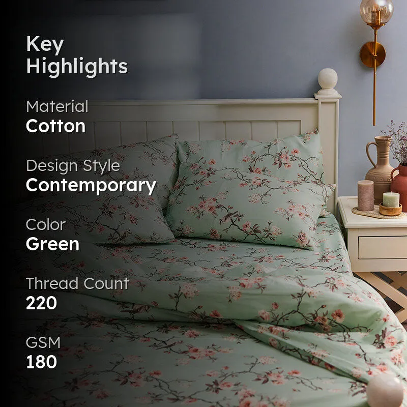 Bellara Floral Cotton Comforter (Mint Green) - 180 GSM - 2