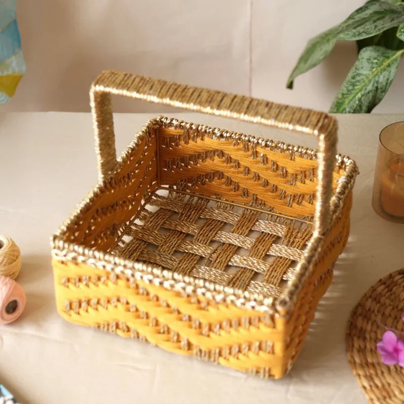 ZariLoom (Cotton,Metal,Zari) Storage Basket media 6