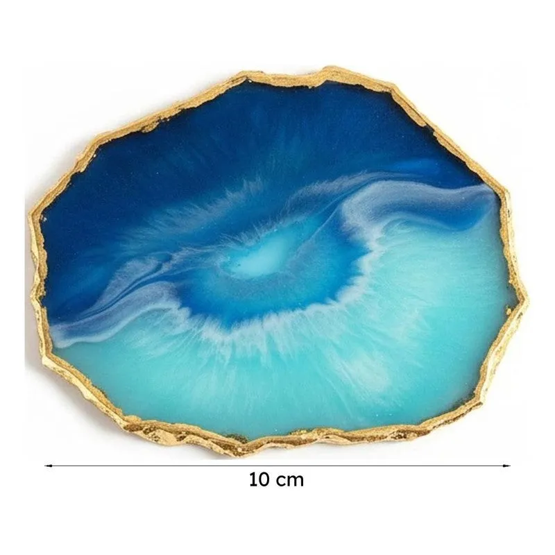 Candra Handcrafted Brazilian Agate Coaster (Turqouise) - Set Of Four media 5