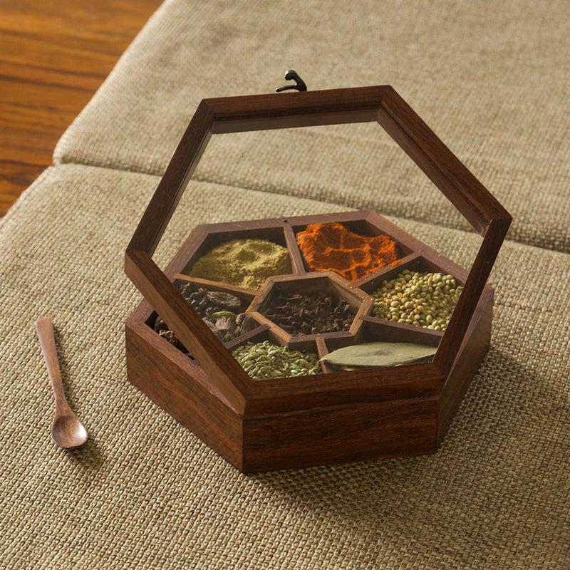 Spice Hex Food Safe Sheesham Wood Masala Box - 100 ML media 3
