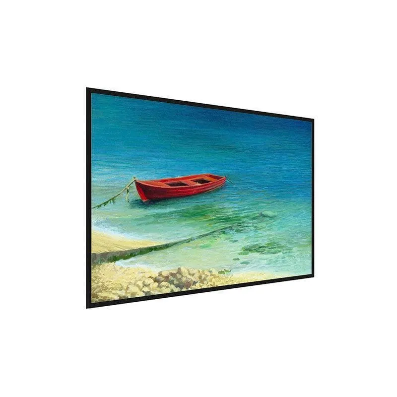Fishing Boat In Island Canvas Wall Painting - Black Frame media 3