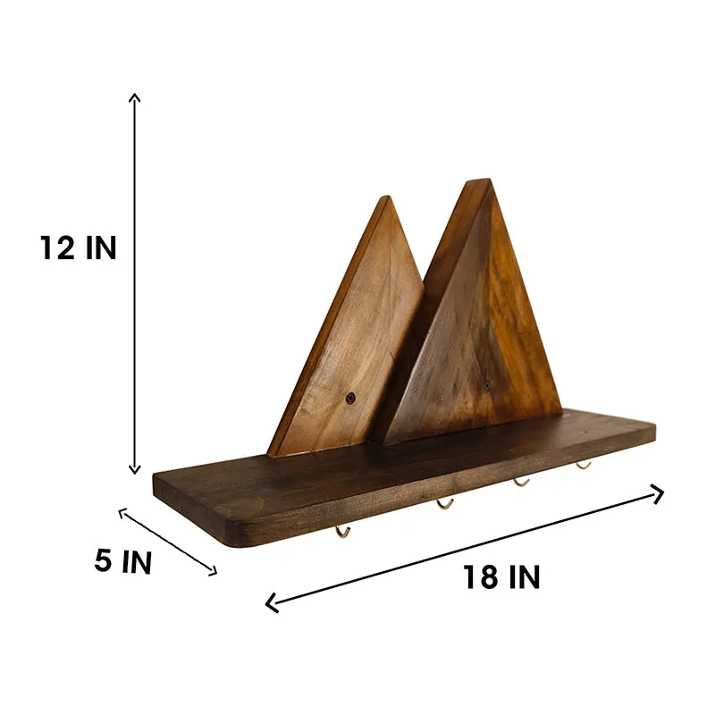 Vantika Wooden Wall Shelf Organiser with Key Holders media 6