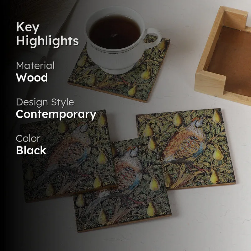 Plumora Wooden Coaster with Stand - Five Piece Set media 2
