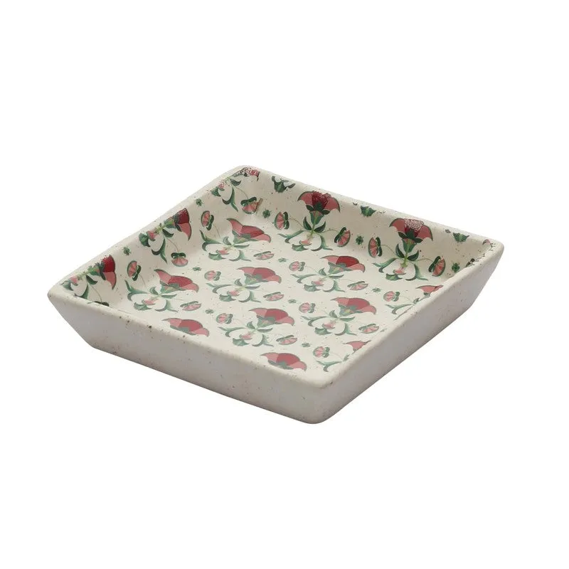 Rosette Multicolor Square Stoneware Platter - Set of Two media 4