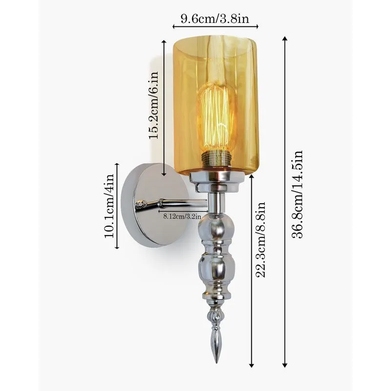 AuraGlow Versatile Glass & Metal Wall Lamp (Yellow) - Set Of Two media 7