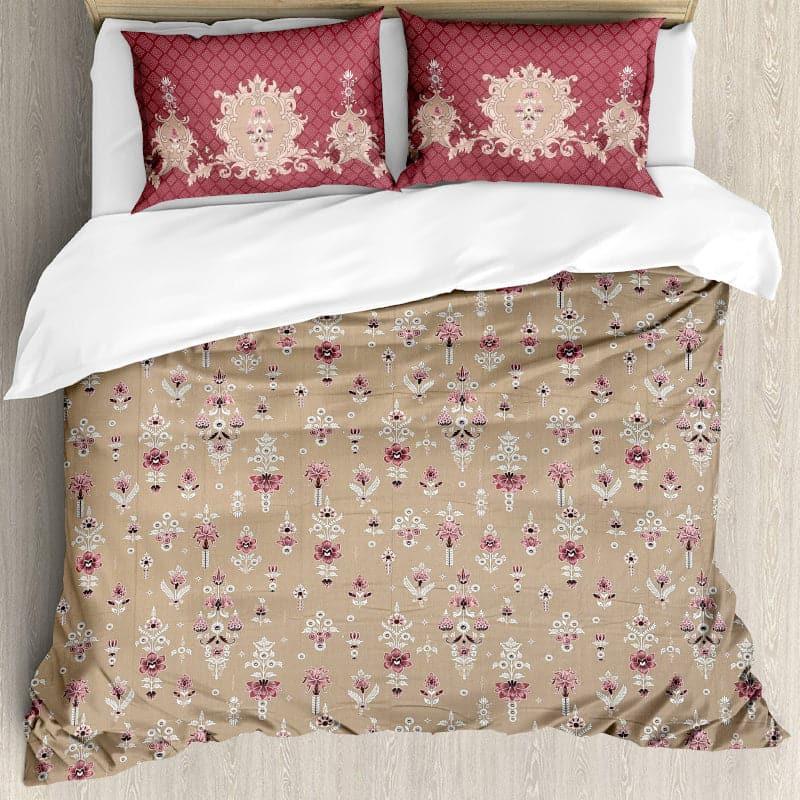 Teva Floral Cotton Bedsheet (Brown) - 210 TC media 3