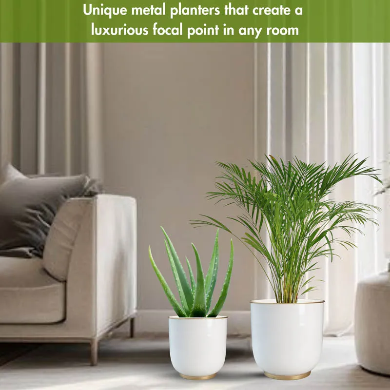 Alabaster Floor Planter - Set of 2 media 7