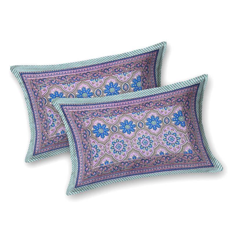 Sakaris Floral Cotton Bedsheet (Blue) - 144 TC media 6