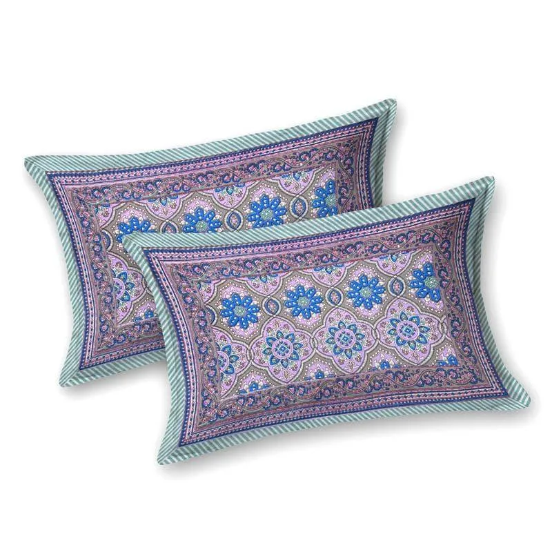 Sakaris Floral Cotton Bedsheet (Blue) - 144 TC media 6