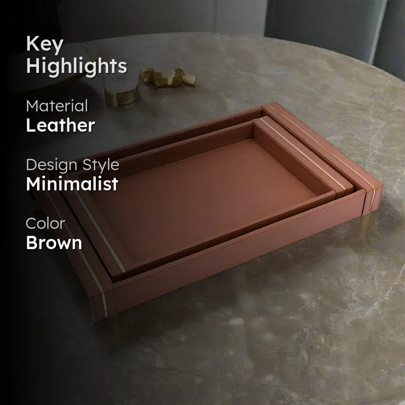 Ceastra Faux Leather Serving Tray - Brown media 2