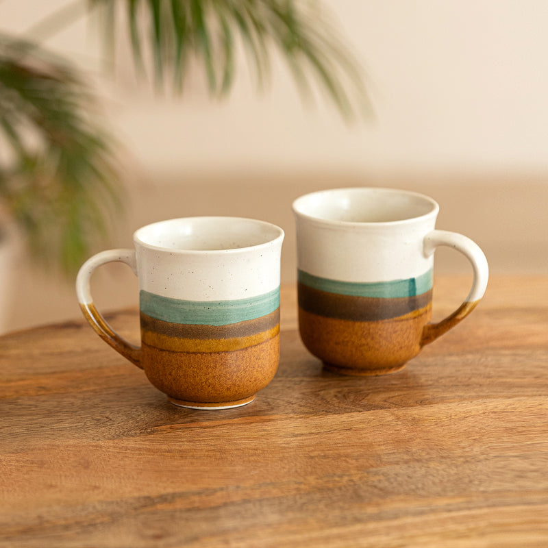Zevo Ceramic Coffee Mug (330 mL Each) - Set of Two