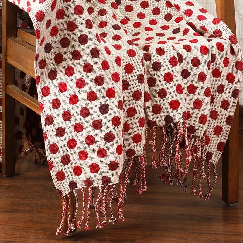 Confetti Comfort Knitted Cotton Throw - Red media 5