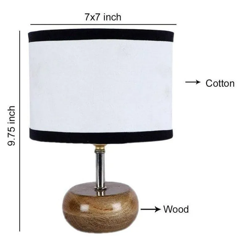 Wood Pebble Fabric Table Lamp - White,Brown,Black media 6