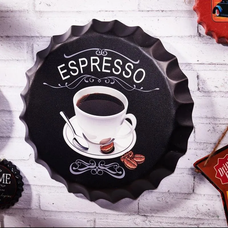 Espresso Bottle Cap Metal Wall Accent media 1
