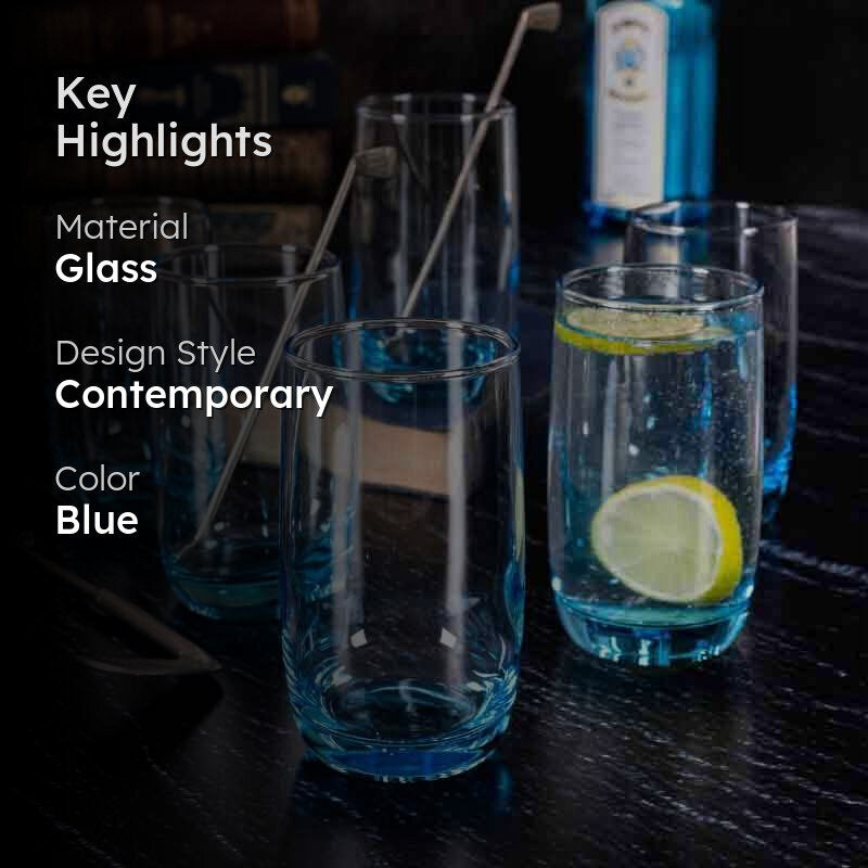 Peacock Shine Glass Tumbler (290 ml ) - Set of Six media 2