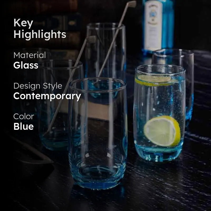 Peacock Shine Glass Tumbler (290 ml ) - Set of Six media 2
