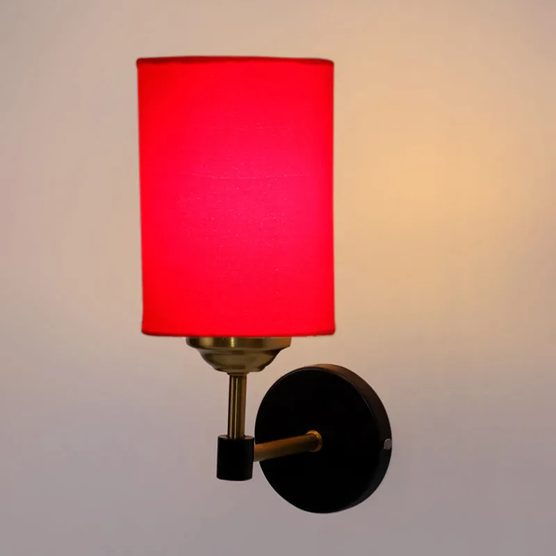 Sienna Sleek Steel & Cotton Wall Lamp - Red media 4