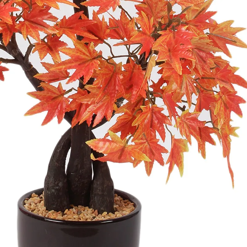 Artificial Orange Maple Bonsai Plant With Ceramic Pot - 1.3 Feet media 3