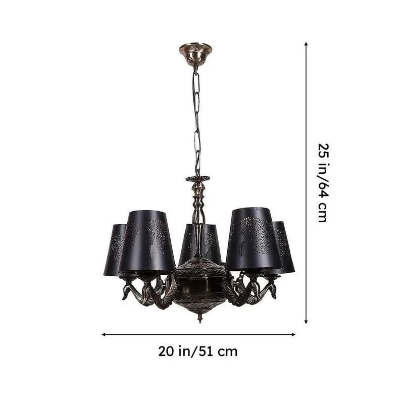 Chandelier on a white background with dimension arrows around it
