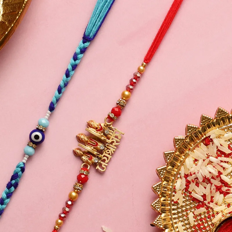 Jai Shri Ram Rakhi with Roli Chawal - Three Piece Set media 3
