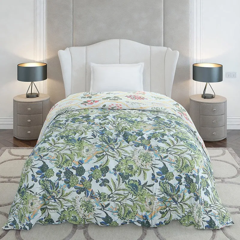 Monte Carlo Bloomora Floral Polyester Reversible Comforter (Green) - 120 GSM media 4