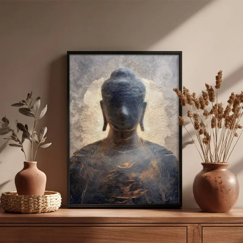 Meditative Buddha Archival Paper Wall Painting With Black Frame media 6