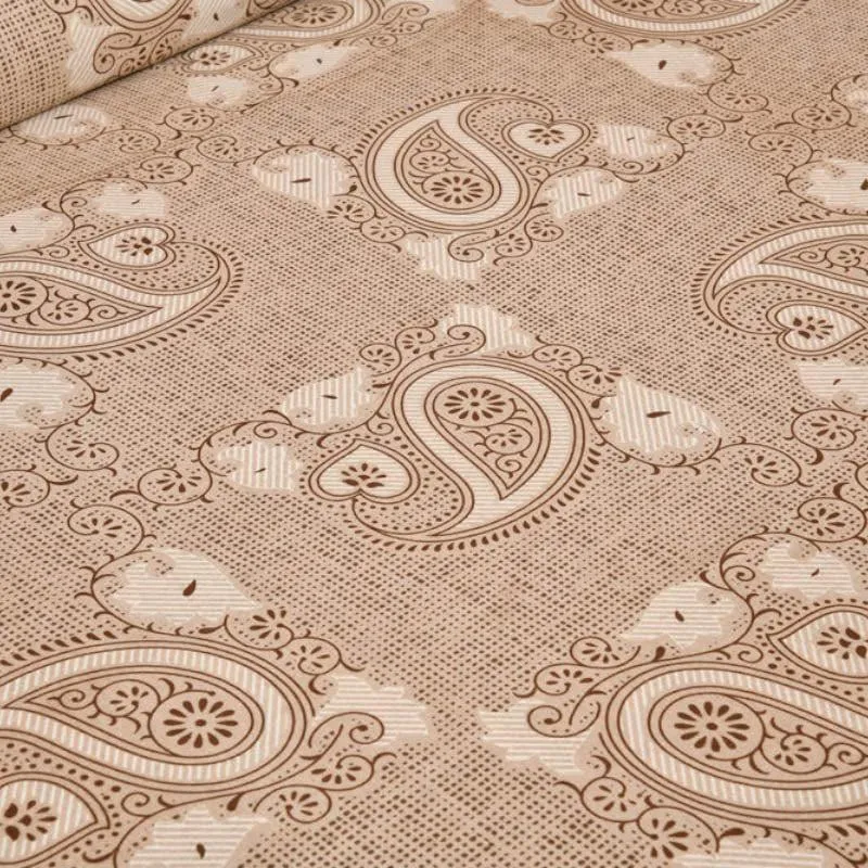 Petals & Paisleys Cotton Bedsheet (Brown) - 120 TC media 3