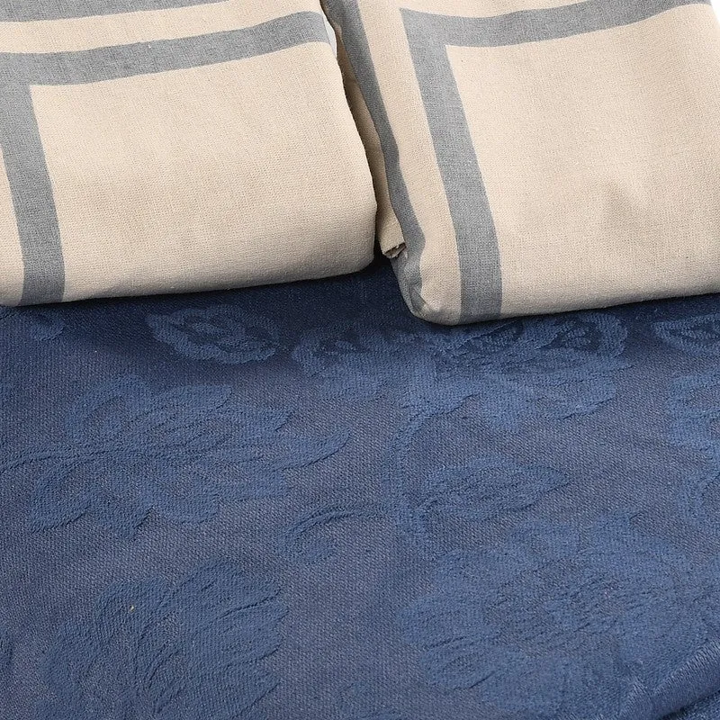 Floral Aura Cotton Bedsheet (Blue) - 224 TC media 6