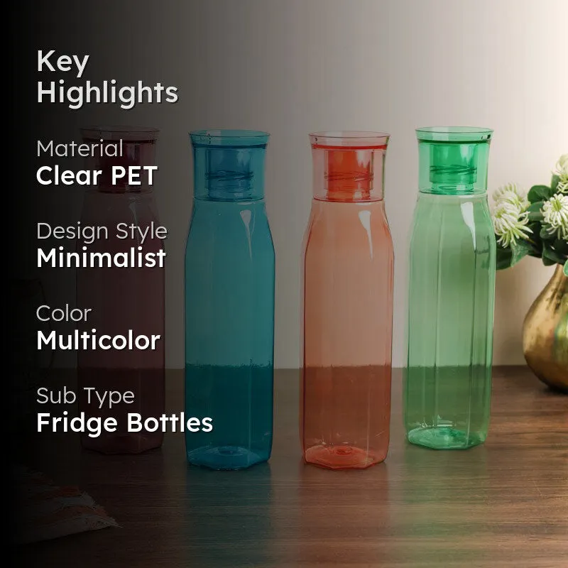 AquaLite Multicolor Clear PET Bottle (1000 mL Each) - Set Of Four media 2