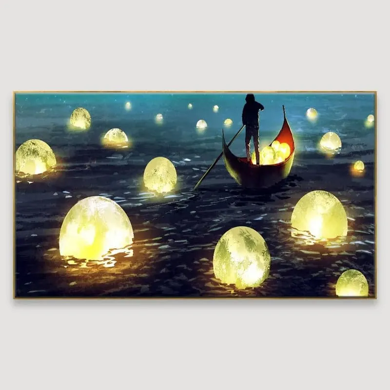 Moonlit Voyage Canvas Wall Painting With Frame media 4
