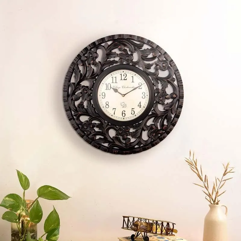 Firewood Handcarved Circular Clock media 1
