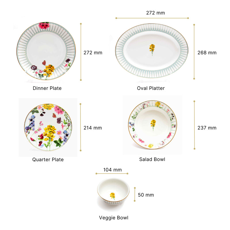 Basant 24k Gold Brushed Porcelain Dinner Set - 21 Piece Set media 17