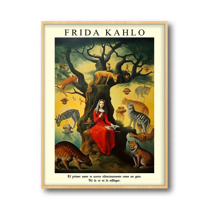 Women in Woods Archival Canvas Wall Art - Natural Brown Frame media 5