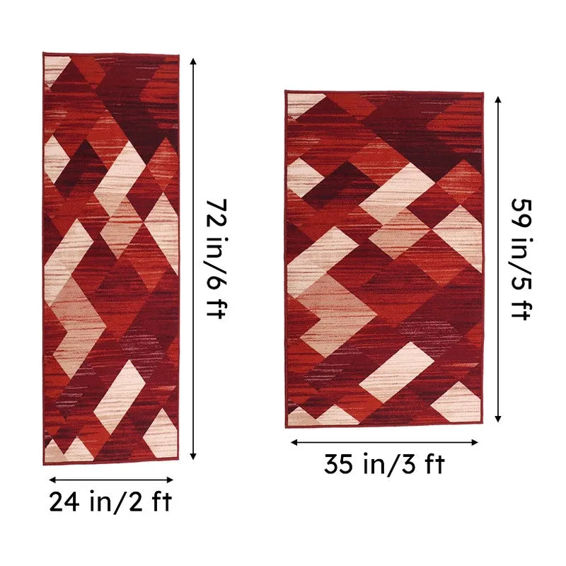 Crimson Geometrica Anti-Skid Carpet media 7