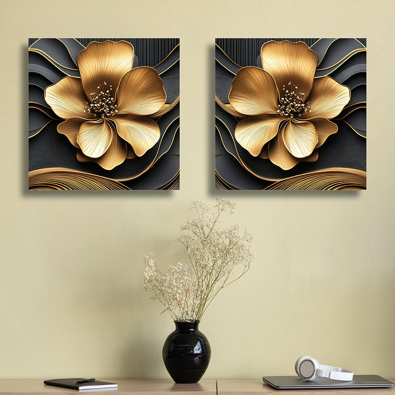 Aurum Relief Canvas Wall Art - Set Of Two