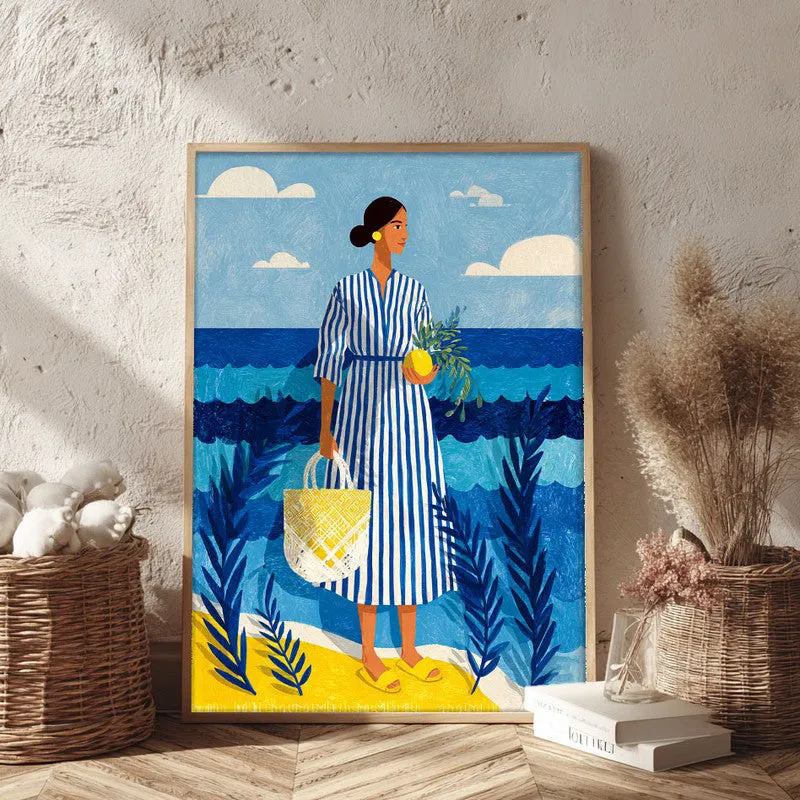 Golden Sand Canvas Wall Painting - Brown Frame media 3