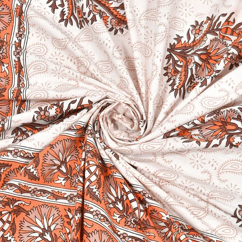 Vineel Cotton Bedsheet (Rust,Brown,White) - 240 TC media 5