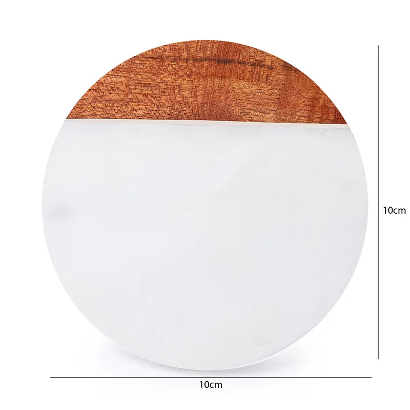 Celestria Round Marble & Wood Coaster - Set Of Four media 5