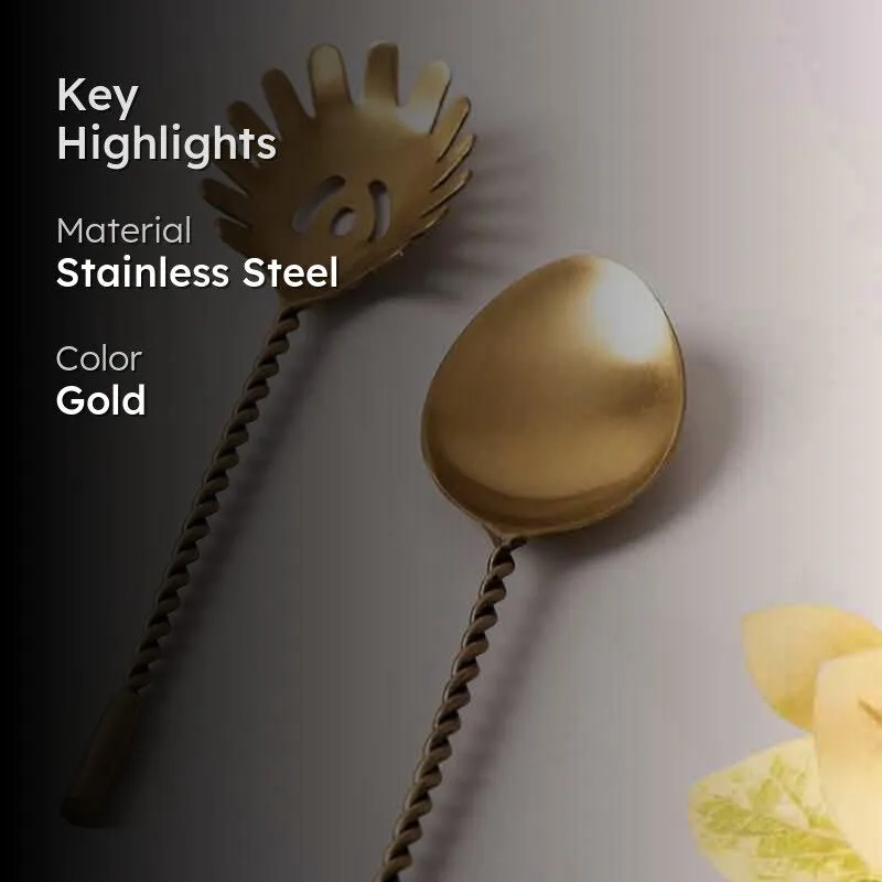 Twisted Love Salad Serving Spoon (Gold) - Set Of Two media 2