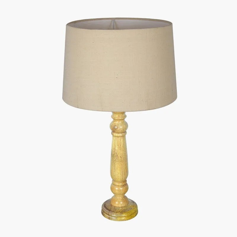 TranquilGlow Relaxing Wooden Table Lamp - Beige media 4