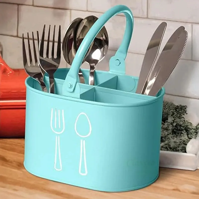 Fork & Order Metal Cutlery Holder - Blue,White media 1