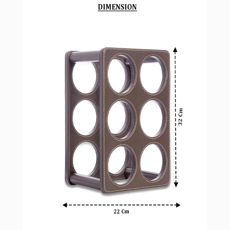 AarviDecor Urban Vault Faux Leather Wine Rack - Brown media 6