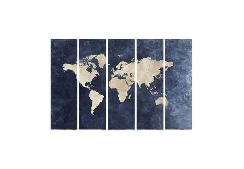 Voyage Modern World Map Canvas Wall Art - Five Piece Set media 4