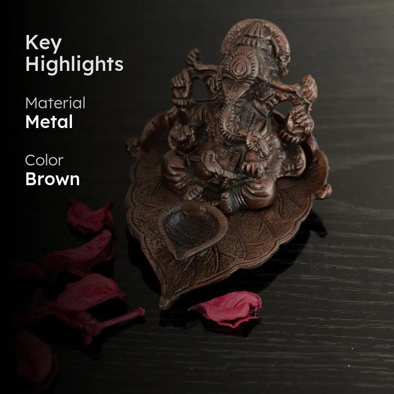 Vinayaka Leaf Diya - Brown media 2