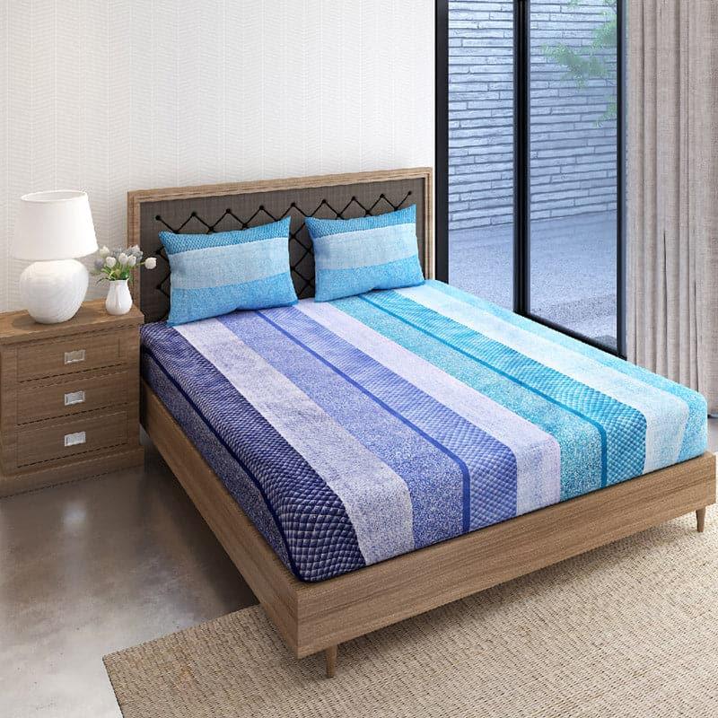Swayam Yela Pastel Stripe Cotton Bedsheet (Blue) - 160 TC media 3