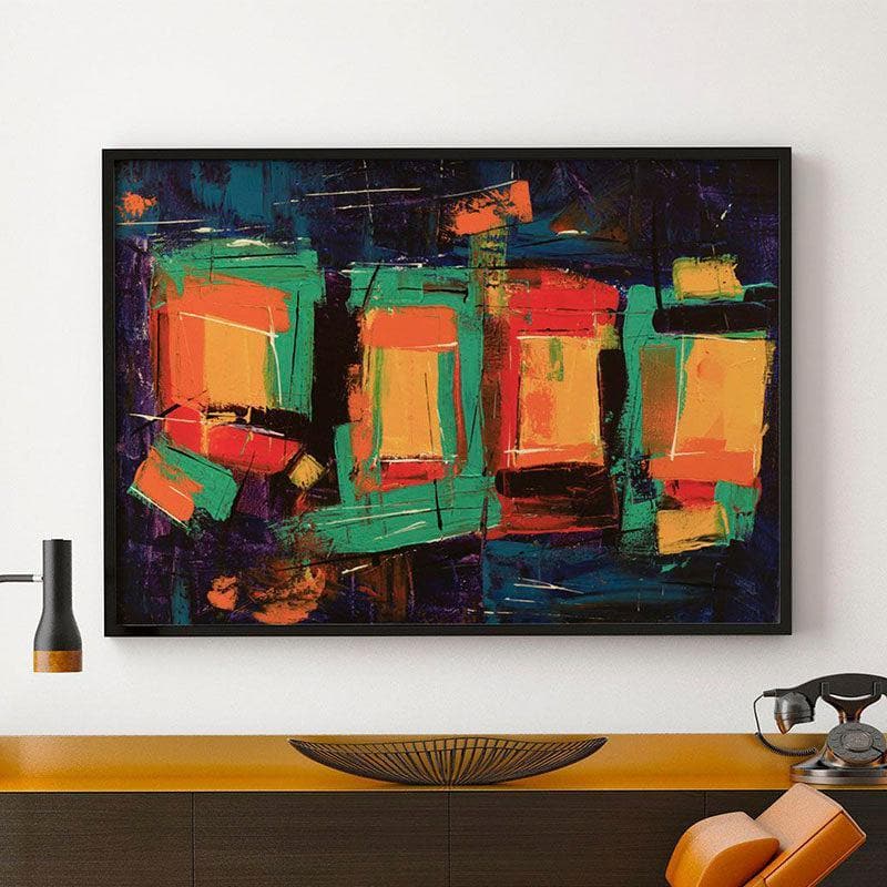 Amalgamation of Colors Canvas Wall Painting - Black Frame
