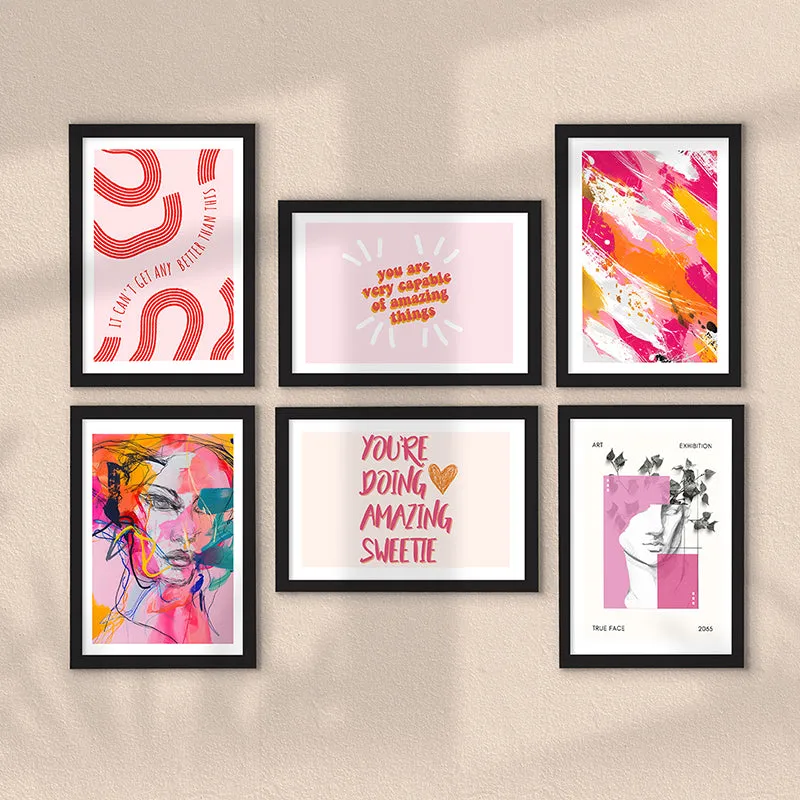 Funky Pink Pops Wall Art - Set Of Six media 3
