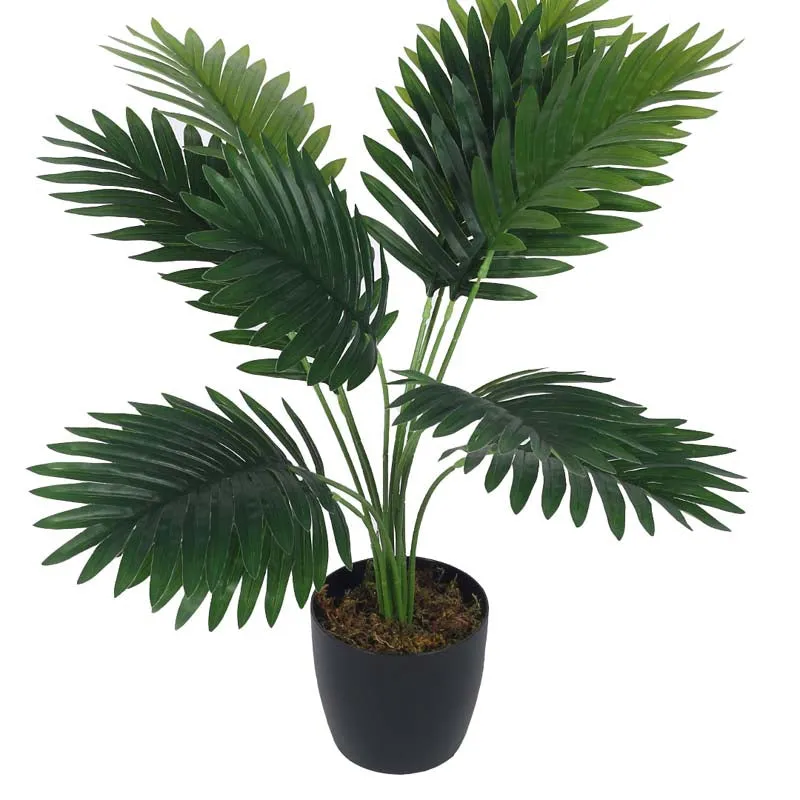 Faux Lush Areca Plam Plant With Black Plastic Pot - 1.8 Feet media 3